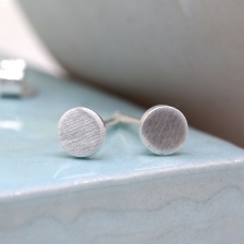 Tiny Sterling Silver Round Matt Stud Earrings by Peace of Mind